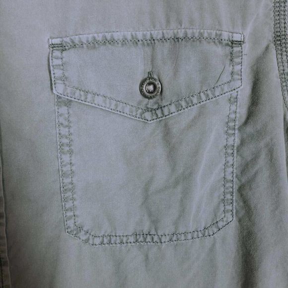 Converse One Star Mens Button Down Shirt Long Sleeve Gray Sz Large Metal Buttons - Picture 4 of 4